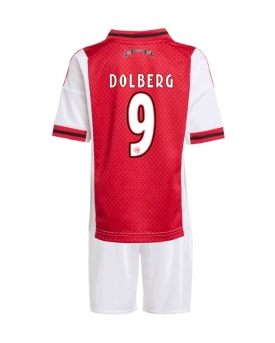 Billige Fotballdrakt Ajax Kasper Dolberg #9 Replika Hjemmedraktsett Barn 2025-26 Kortermet (med bukser)